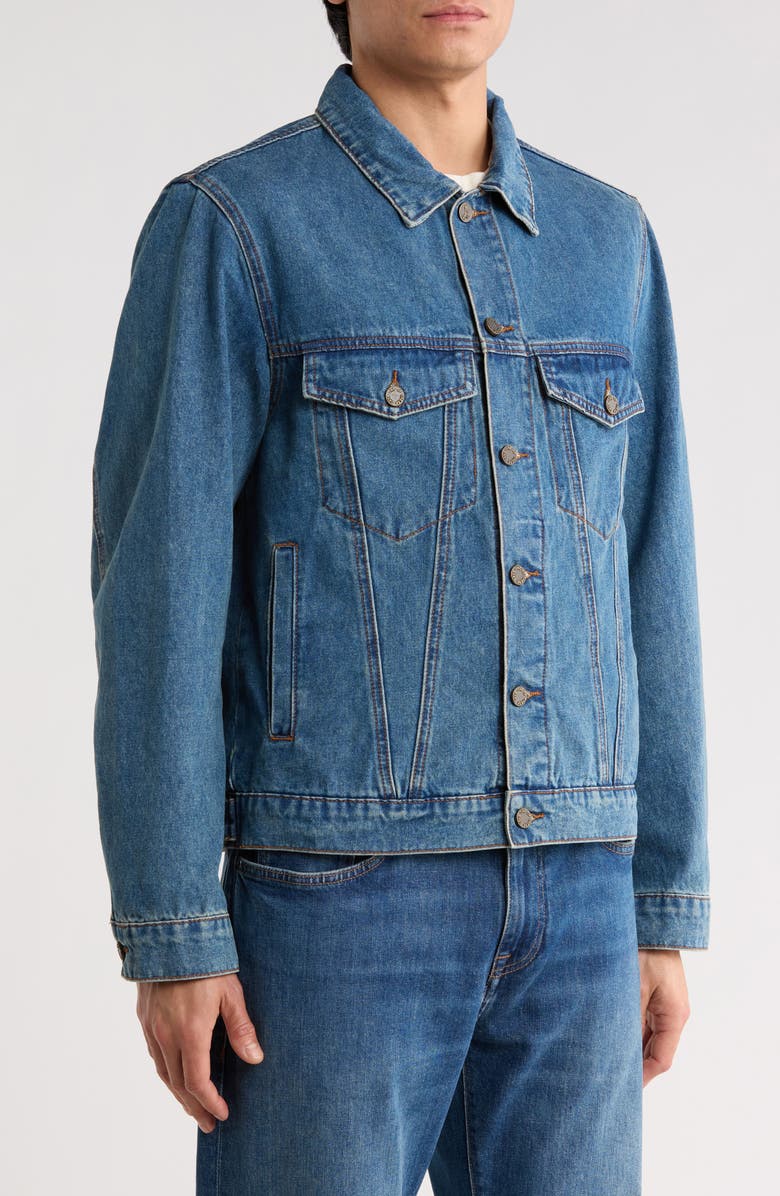 ONE OF THESE DAYS Denim Trucker Jacket, Alternate, color, Washed Indigo