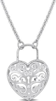 DELMAR Heart Lock Pendant Necklace