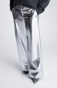 Kenneth Cole Metallic High Waist Wide Leg Pants