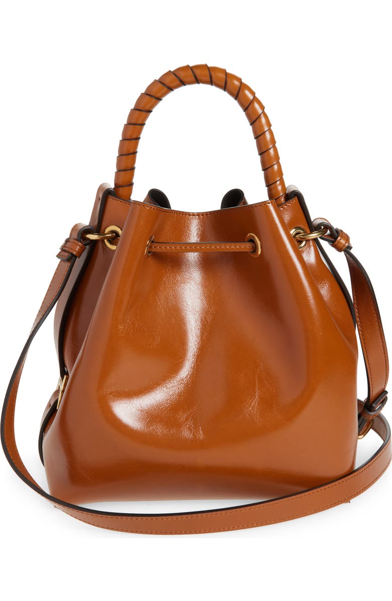 Chloé Marcie Shiny Leather Bucket Bag, Alternate, color,