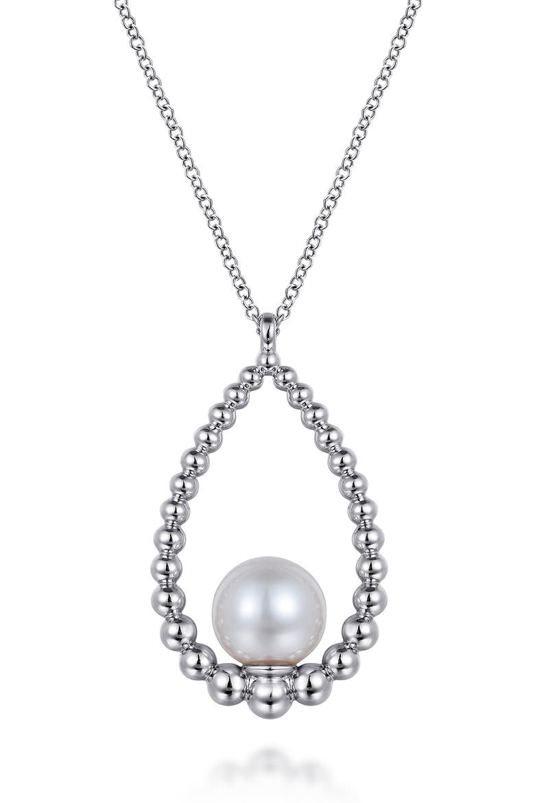 Bujukan Pearl Teardrop Pendant Sterling Silver Necklace, Main, color, STERLING SILVER