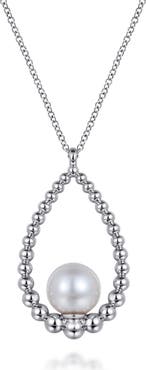 Gabriel & Co. Bujukan Pearl Teardrop Pendant Sterling Silver Necklace