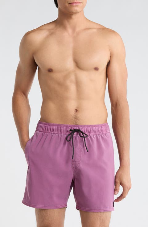 Pigment-Dyed Elastic Waist Shorts