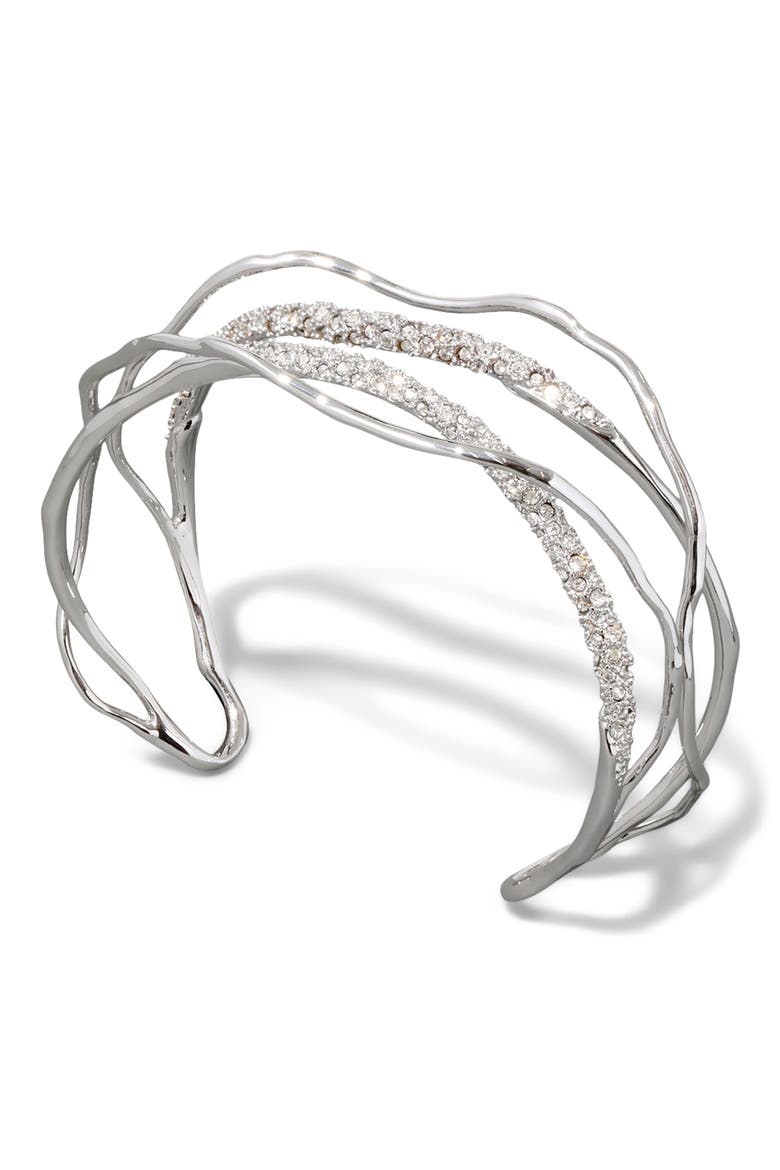 Solanales Crystal Cuff Bracelet, Main, color, SILVER/ CRYSTALS