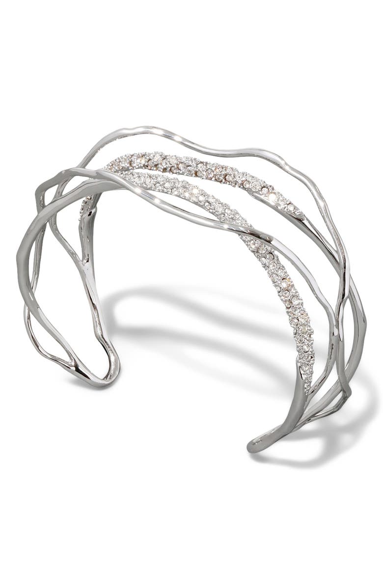 Alexis Bittar Solanales Crystal Cuff Bracelet, Main, color, Silver/ Crystals
