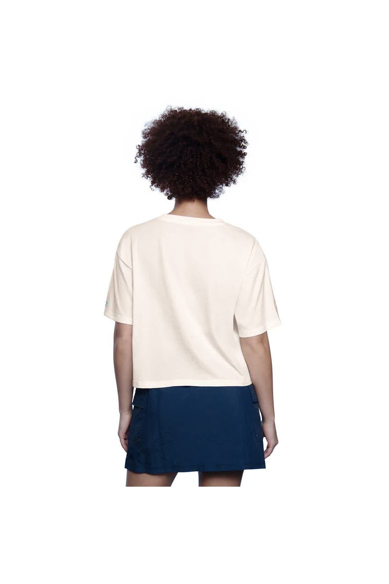 White Miami Dolphins Throwback Play the Ball Boxy Cropped T-Shirt, Alternate, color, White