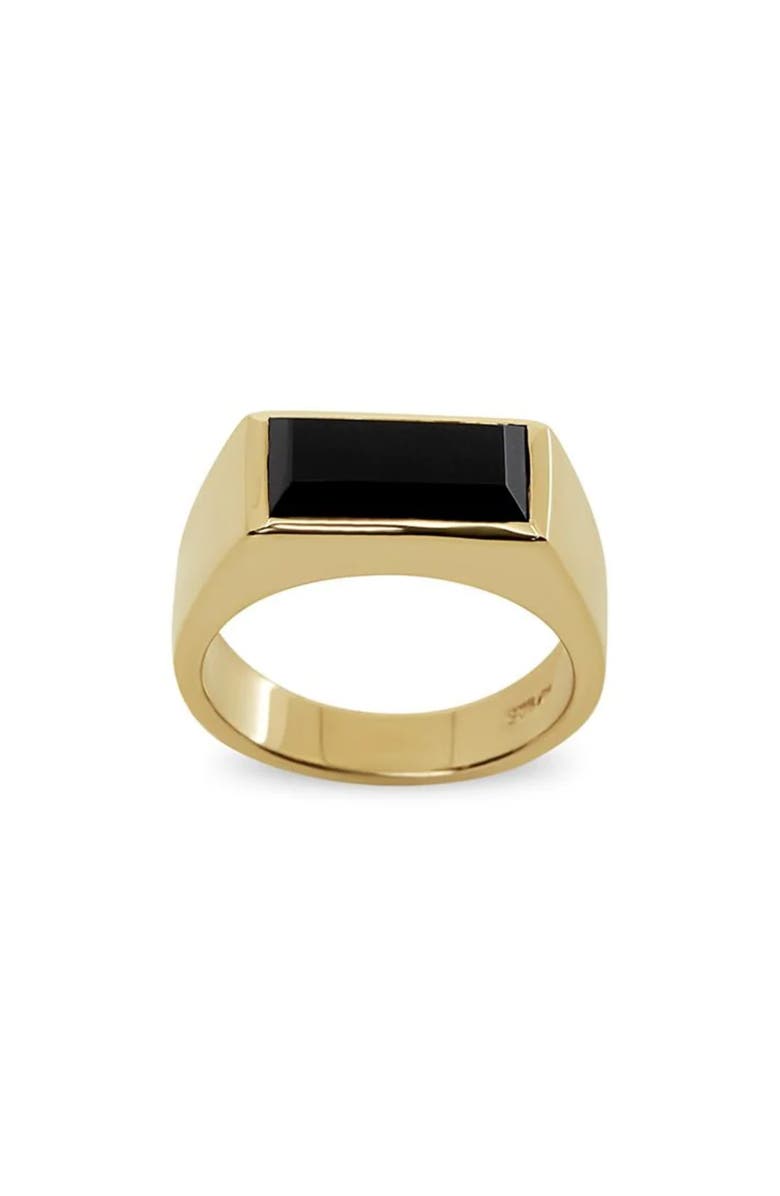 Argento Vivo Sterling Silver Black Onyx Square Ring, Main, color, Gold
