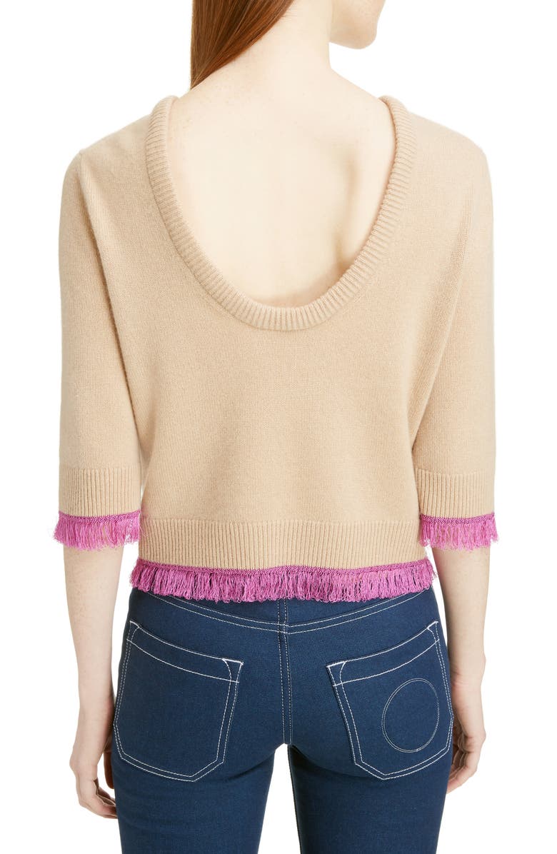 Chloé Fringe Edge Cashmere Sweater, Alternate, color,