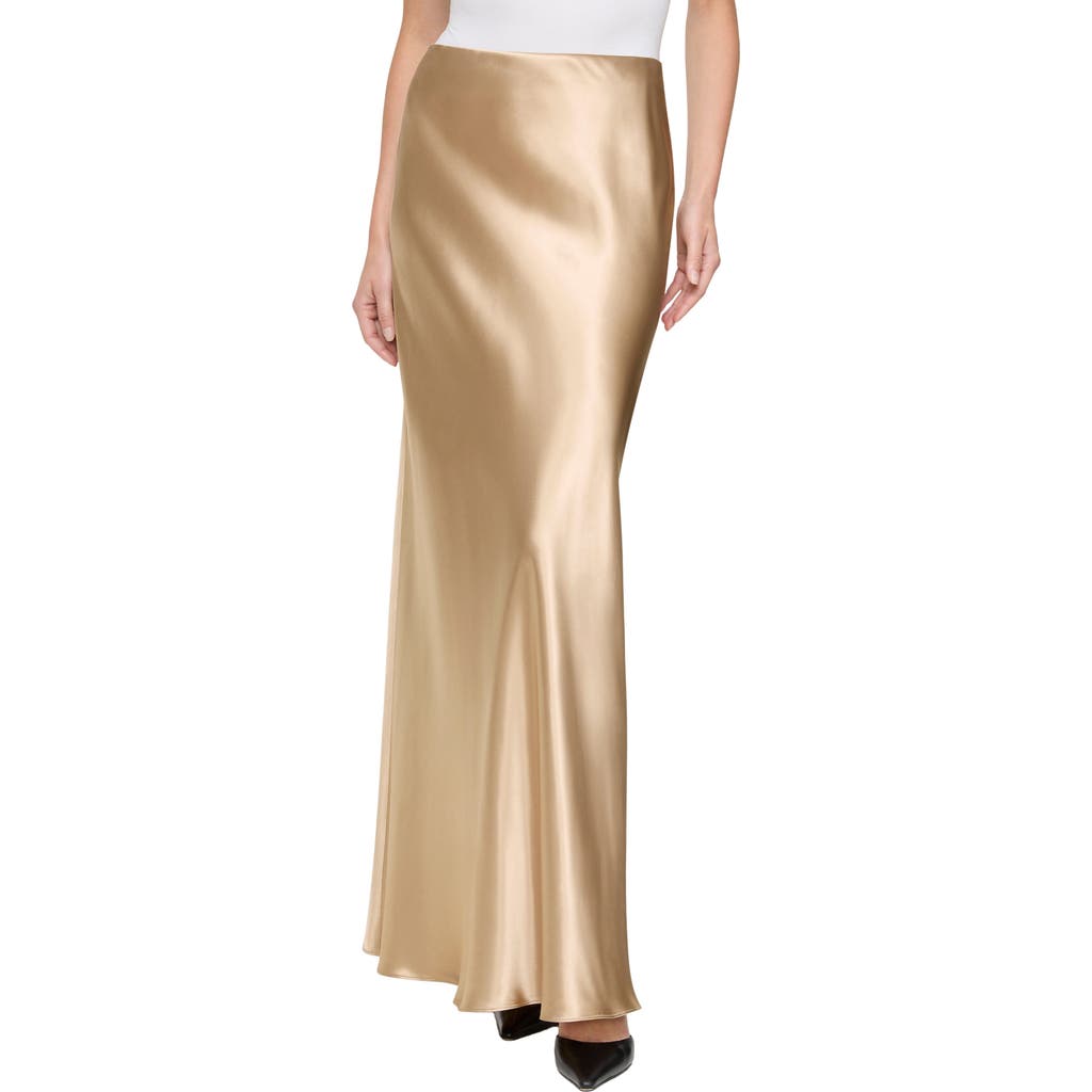Lafayette 148 New York Bias Cut Stretch Silk Satin Maxi Skirt In Brown