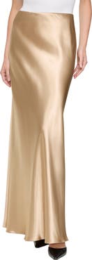Lafayette 148 New York Bias Cut Stretch Silk Satin Maxi Skirt