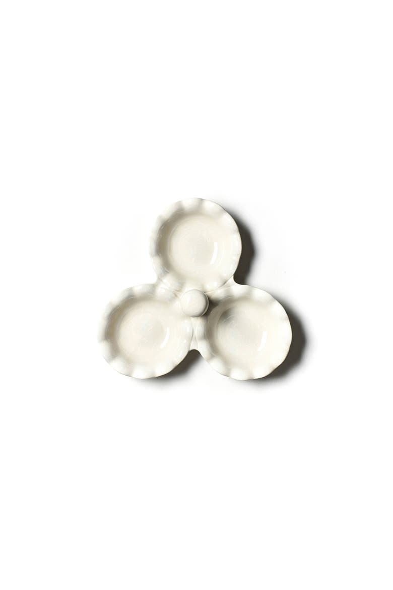 Signature White Ruffle Three Bowl Server, Alternate, color, White