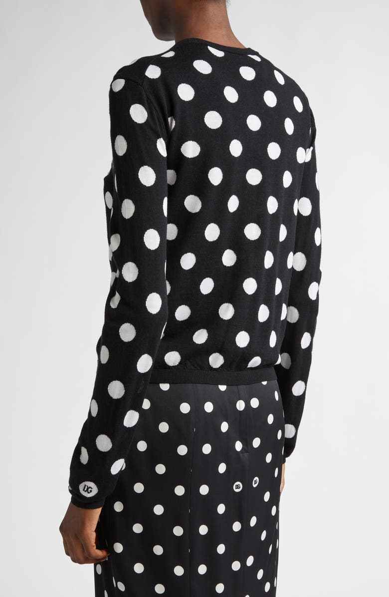 Dolce&Gabbana Polka Dot Virgin Wool & Silk Cardigan, Alternate, color, 