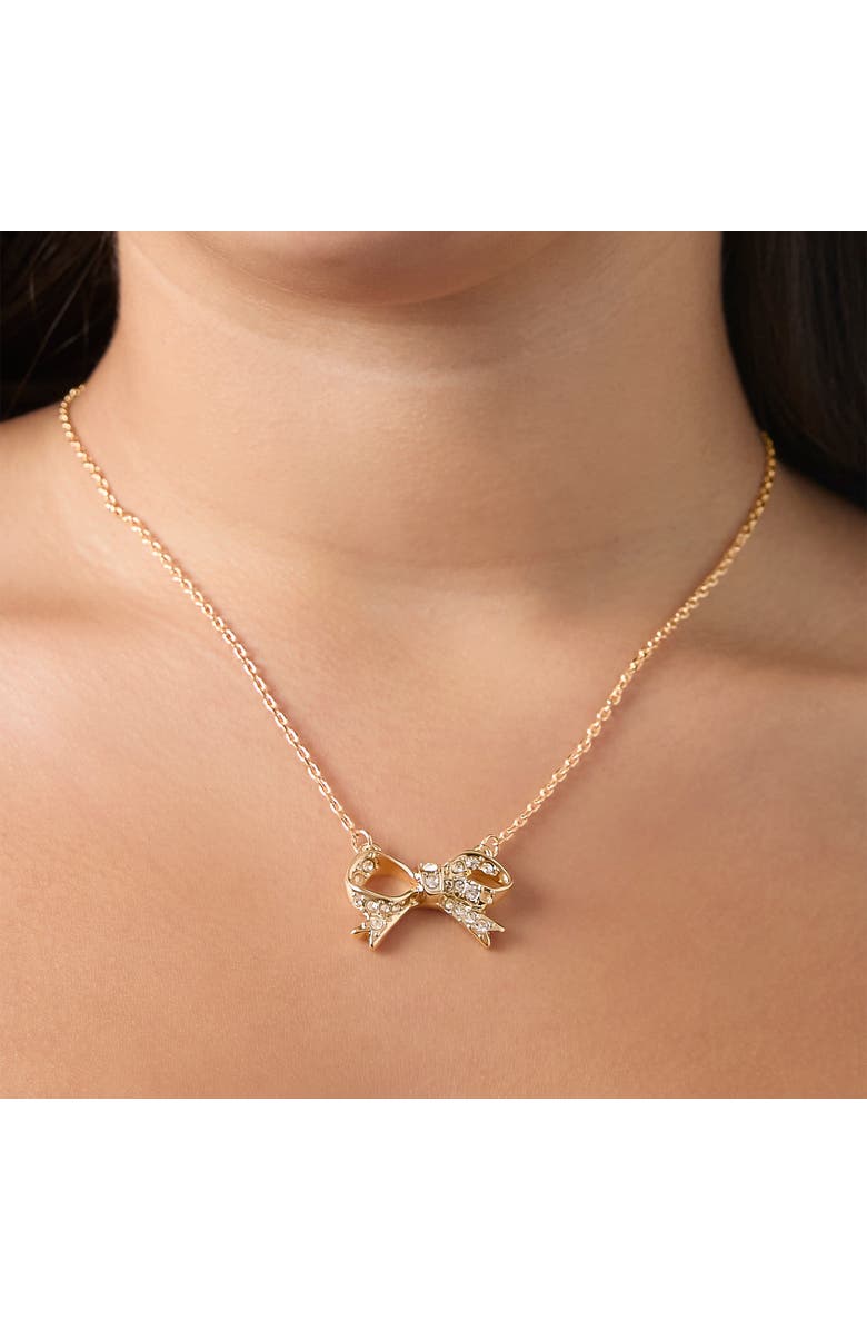 Juicy Couture Pavé Bow Necklace & Stud Earring Set, Gold-Tone, Alternate, color, Gold Tone