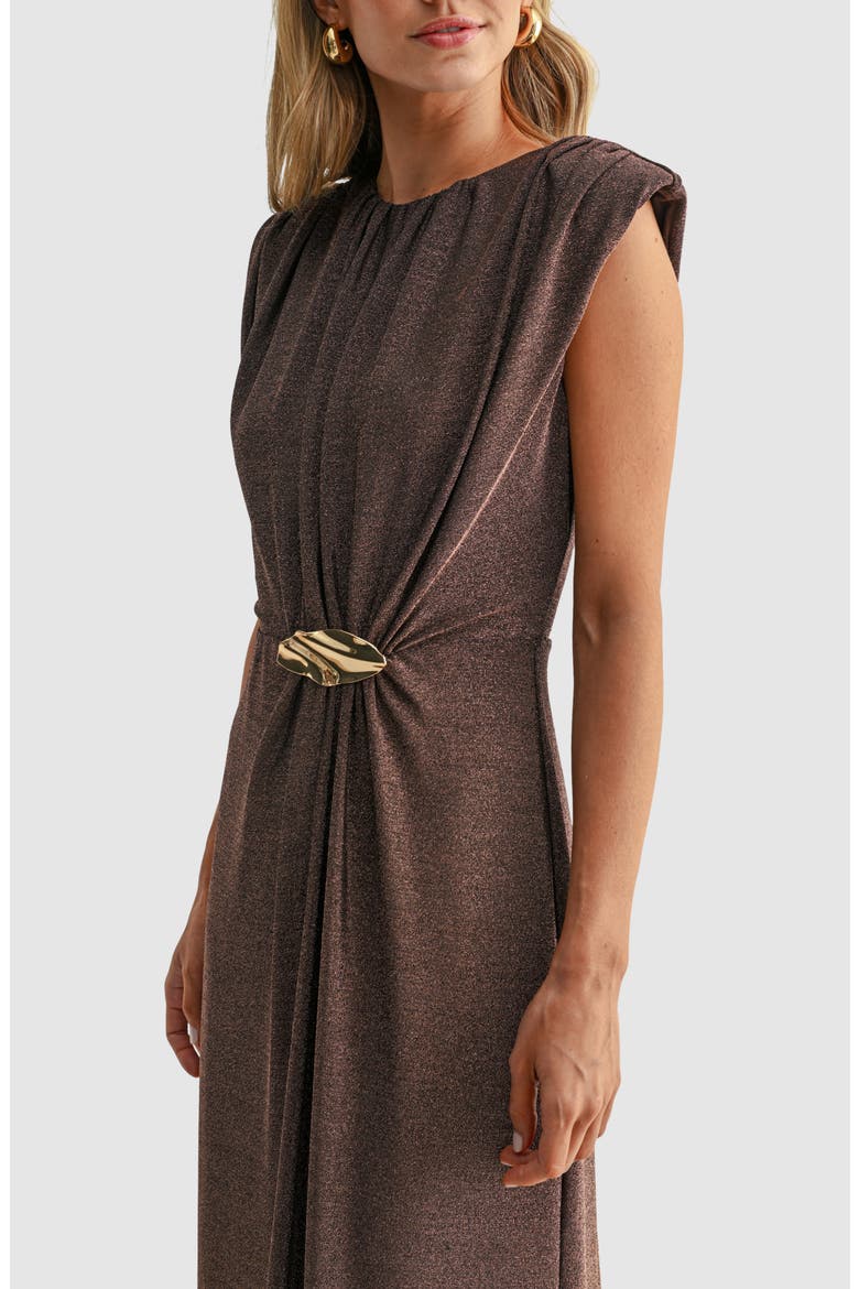 Bit Hardware Metallic Maxi Dress, Alternate, color, CHOCOLATE