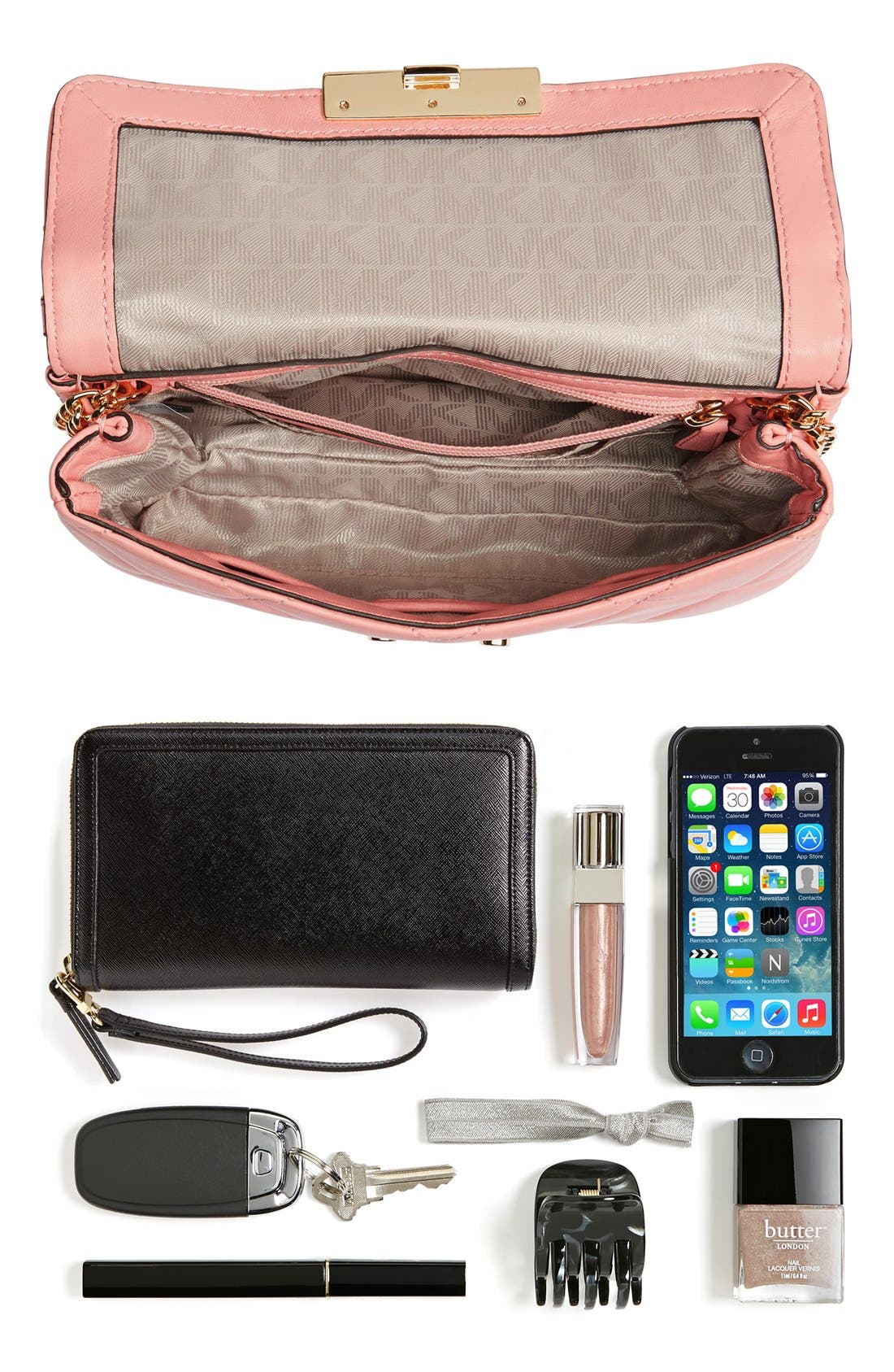 'Small Sloan' Lambskin Leather Crossbody Bag, Alternate, color, PALE PINK/ GOLD