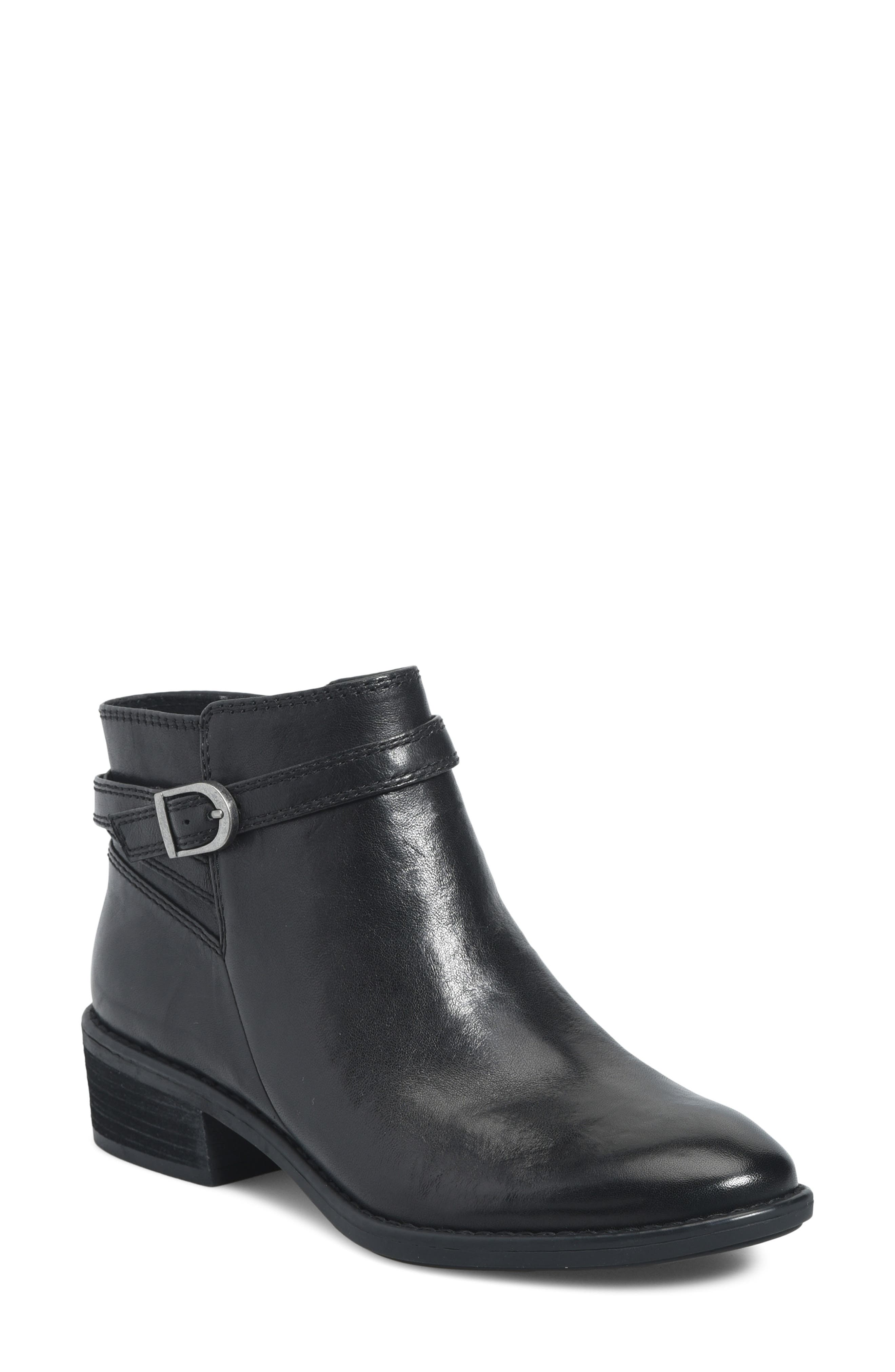 Cherryl Leather Bootie, Main, color, BLACK