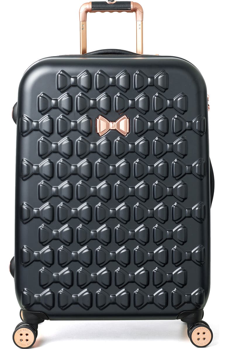 Ted Baker London Medium Beau Bow Embossed Four-Wheel 27-Inch Trolley Suitcase, Main, color,