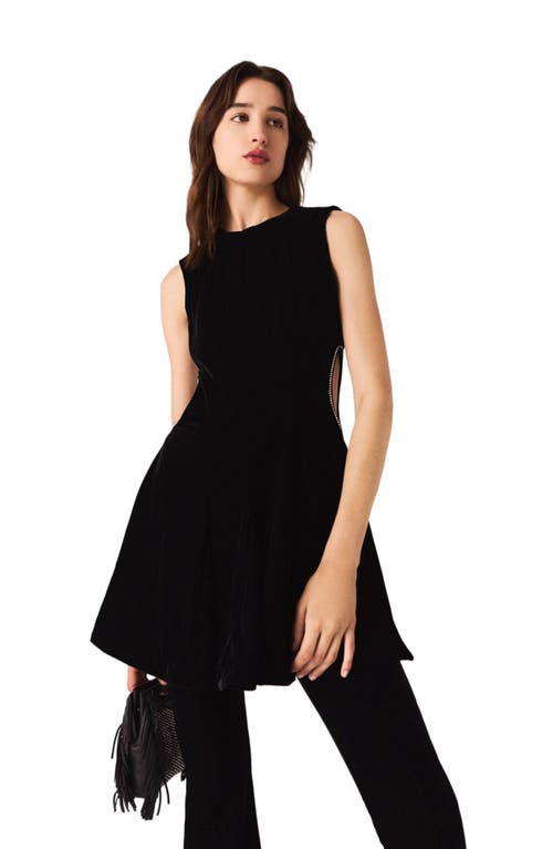 Maje Womens Black Round-neck Cut-out Velvet Mini Dress In Black