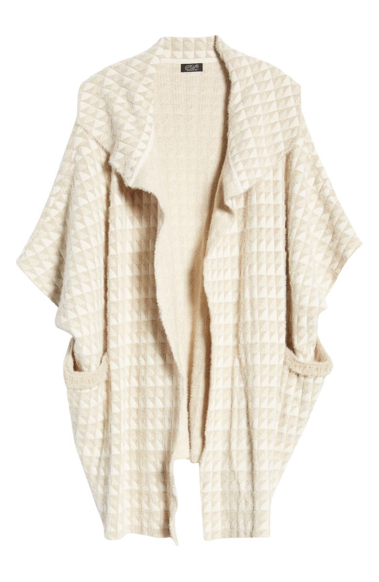 Roffe Accessories Geometric Pocket Sweater Ruana, Alternate, color, 