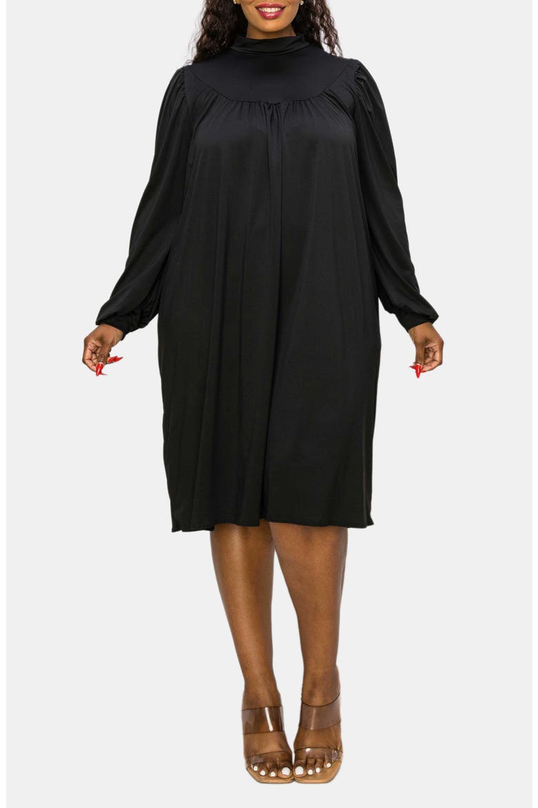 Amal Long Sleeve Stretch Dress, Main, color, BLACK