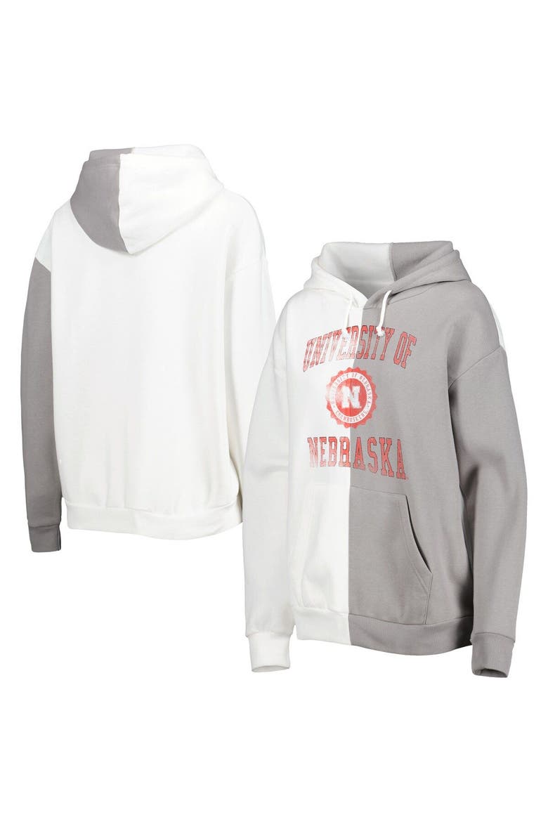 Women's Gameday Couture Gray/White Nebraska Huskers Split Pullover Hoodie, Main, color, White