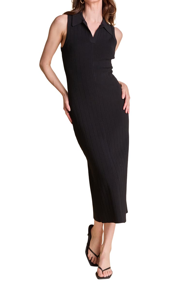 Collared Sleeveless Knit Dress, Alternate, color, BLACK
