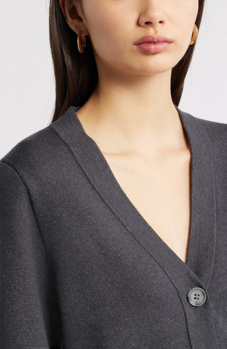 Open Edit Wide Sleeve Cardigan, Alternate, color, Grey Dark Charcoal Heather
