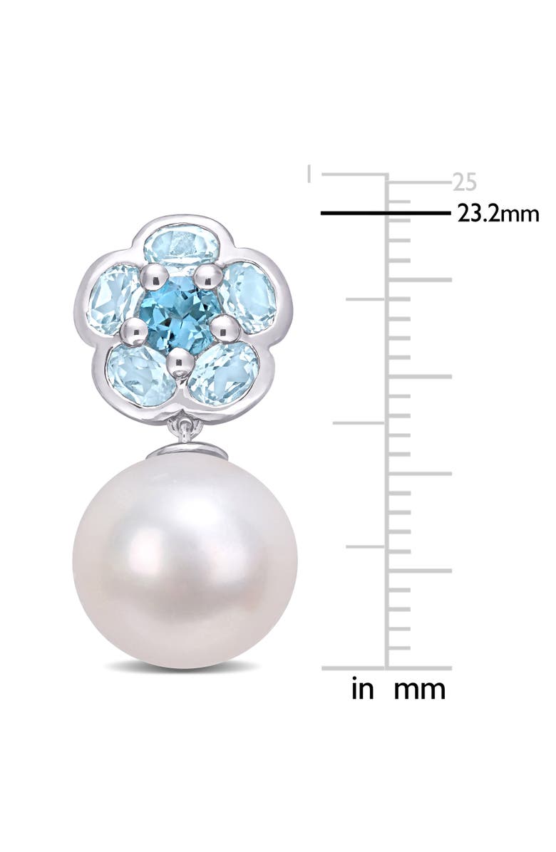 Julianna B. Pearl & Topaz Flower Drop Earrings, Alternate, color, Blue Topaz