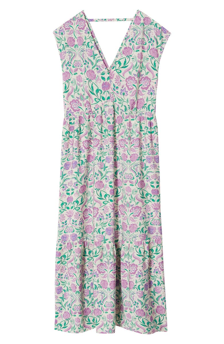 MANGO Floral Print Tiered Empire Waist Midi Dress, Alternate, color,