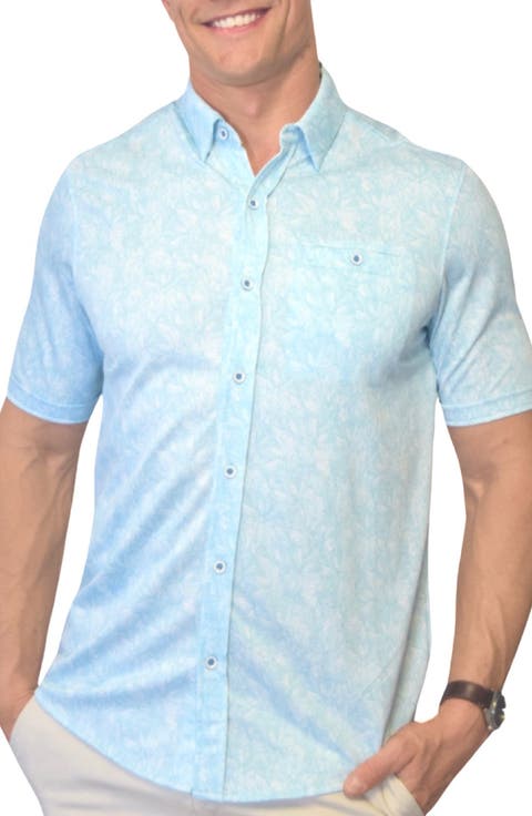 Birdseye Knit Short Sleeve Button-Up Shirt