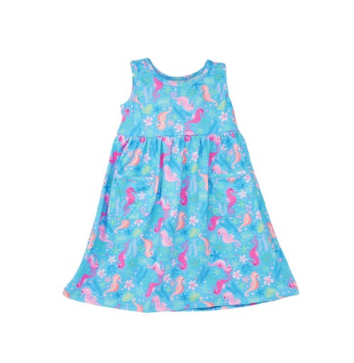 Flap Happy Girl's Playtime Upf 50+ Dahlia Sleeveless Dress With Pockets In Seahorse Garden