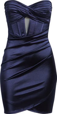 Emerald Sundae Twist Strapless Satin Minidress