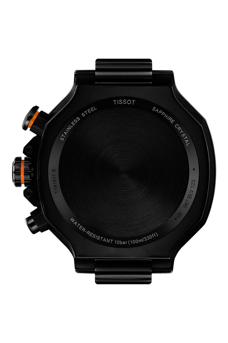 T-Race Chronograph Silicone Strap Watch, 45mm, Alternate, color, BLACK