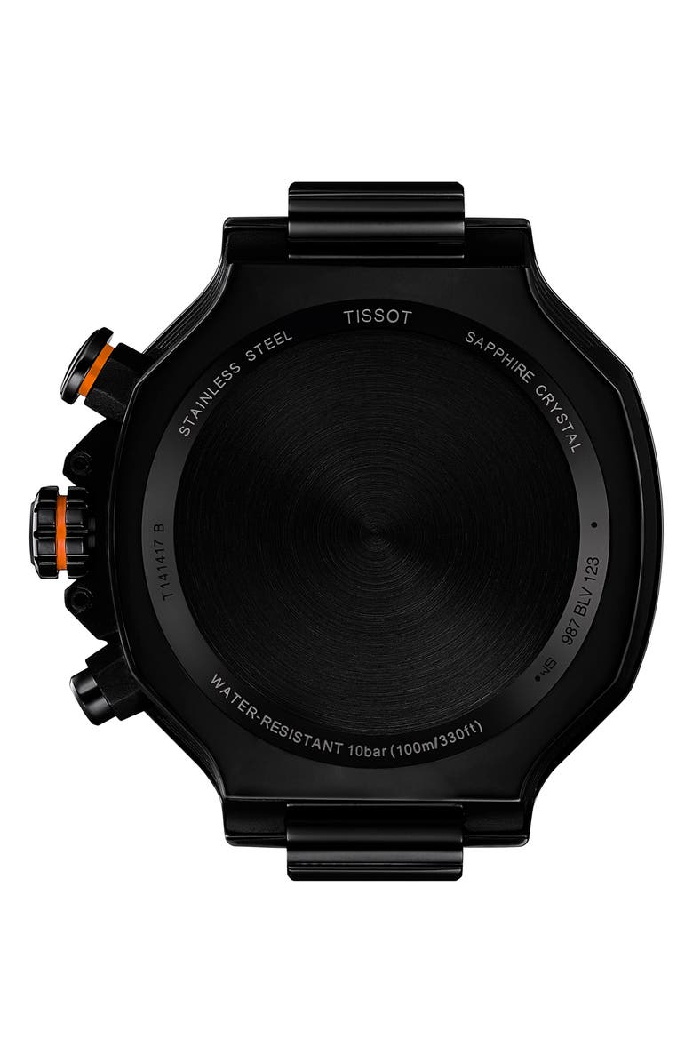 Tissot T-Race Chronograph Silicone Strap Watch, 45mm, Alternate, color, Black