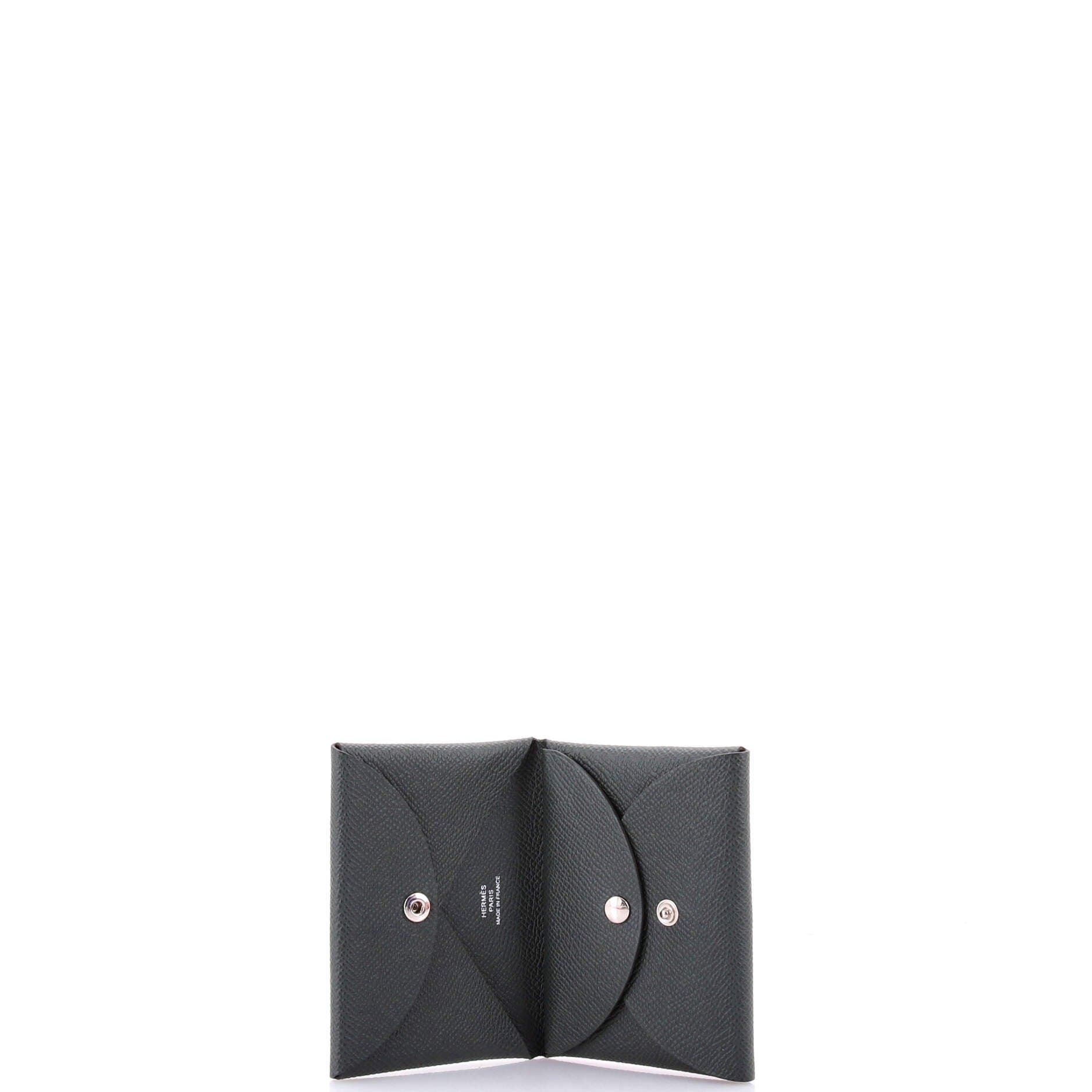 Pre-Owned Hermes Calvi Duo Card Holder Epsom, Alternate, color, Vert Mangrove