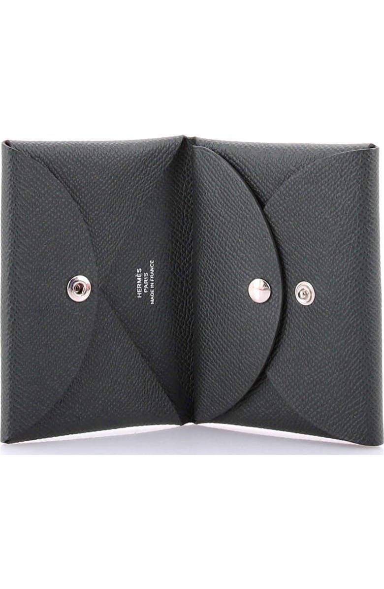 Pre-Owned Hermes Calvi Duo Card Holder Epsom, Alternate, color, Vert Mangrove