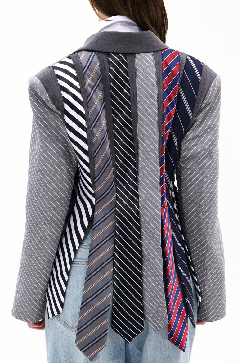 Satin Tie Blazer, Alternate, color, BLUE MULTI