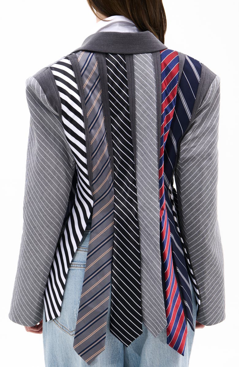 AZALEA WANG Satin Tie Blazer, Alternate, color,