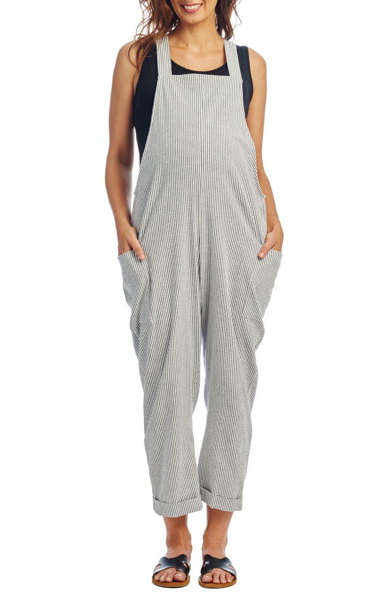 Everly Grey Nani Maternity/Nursing Seersucker Overalls, Main, color,