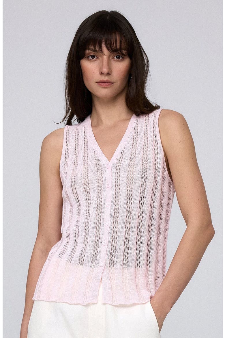Sumire Open Knit Button Front Tank, Alternate, color, Light Pink