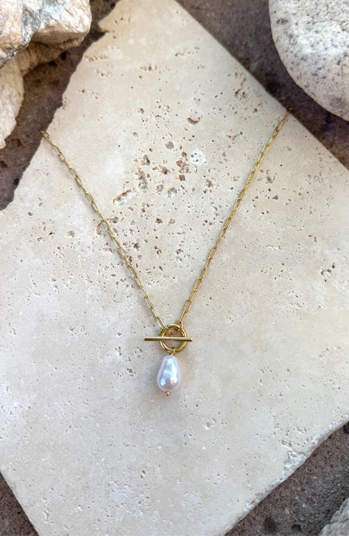 Adornia Tarnish Resistant 18k Gold Plated Freshwater Pearl Toggle Necklace In Gold