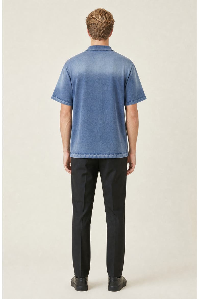 Washed Short Sleeve Polo Shirt with Chest Pocket, Alternate, color, Blue