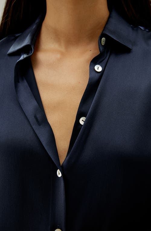 Lilysilk Elegant Button Up Silk Shirt In Navy Blue