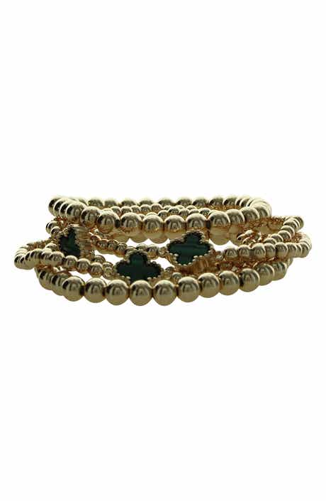 OLIVIA WELLES Set of 5 Clover Beaded Stackable Bracelets