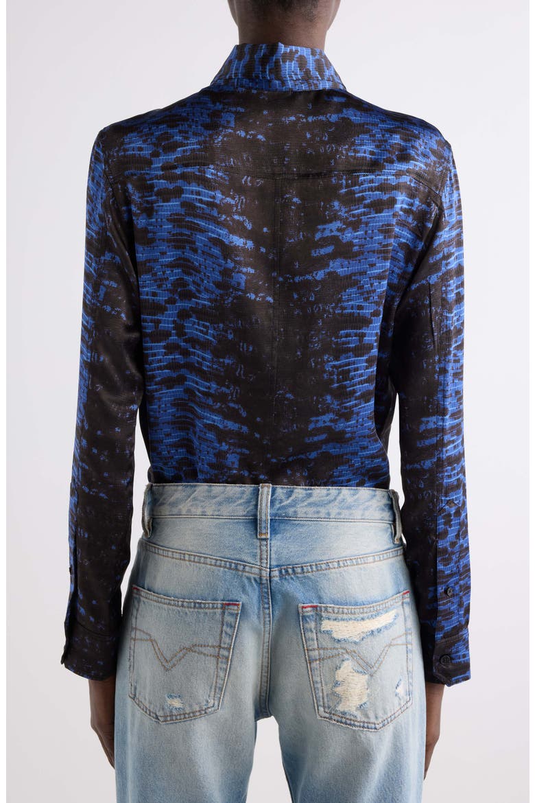 Fetina Silk Button Front Shirt, Alternate, color, MIDNIGHT