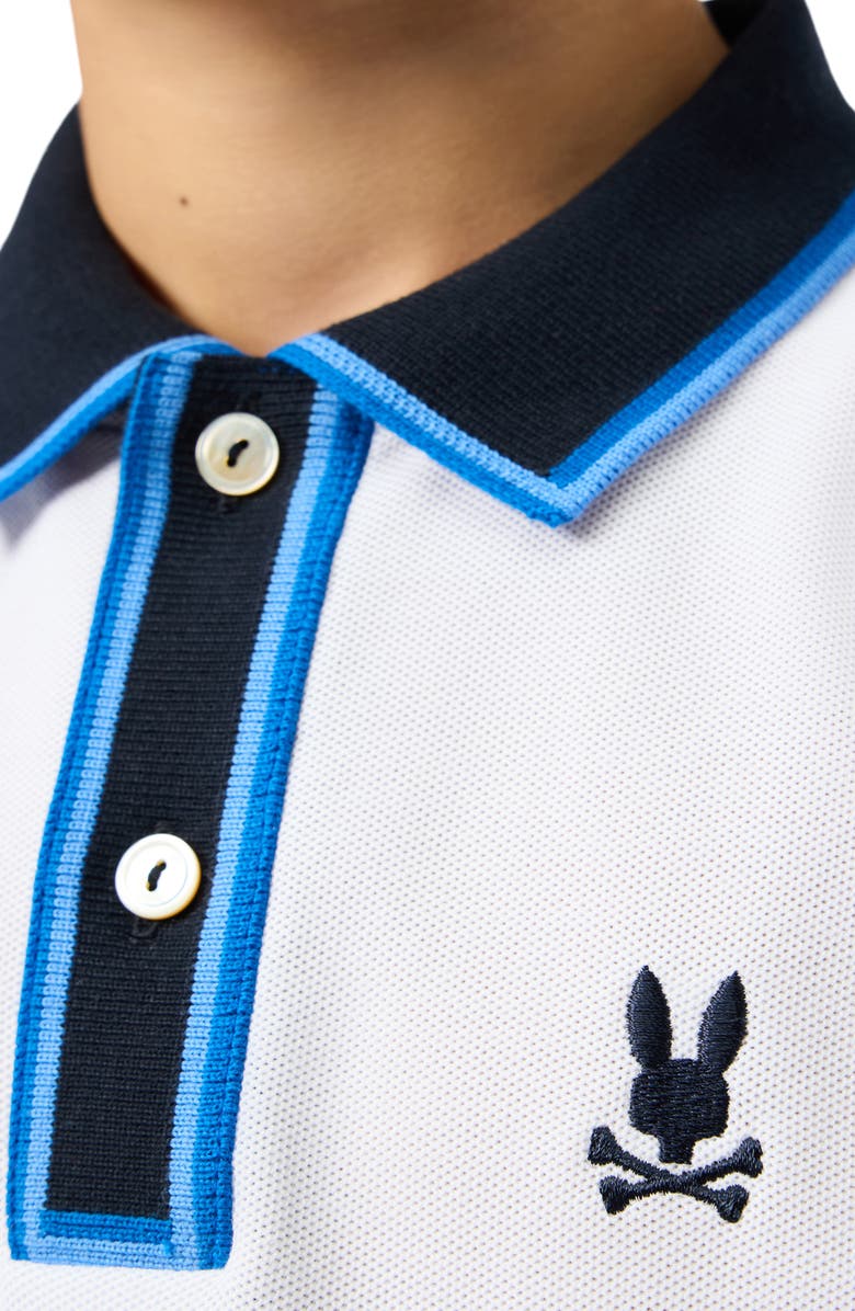 Psycho Bunny Kids' Kent Cotton Piqué Knit Polo, Alternate, color, White