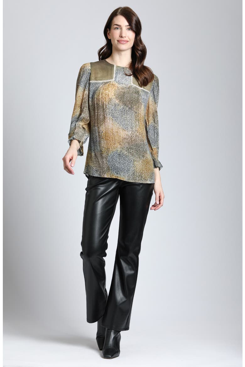 Mixed Media Peasant Top, Alternate, color, BEIGE MULTI