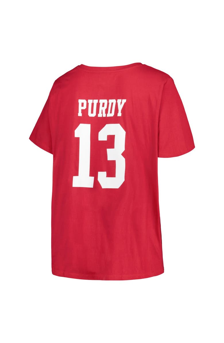 FANATICS Women's Brock Purdy Scarlet San Francisco 49ers Plus Size Fair Catch Name & Number V-Neck T-Shirt, Alternate, color, 