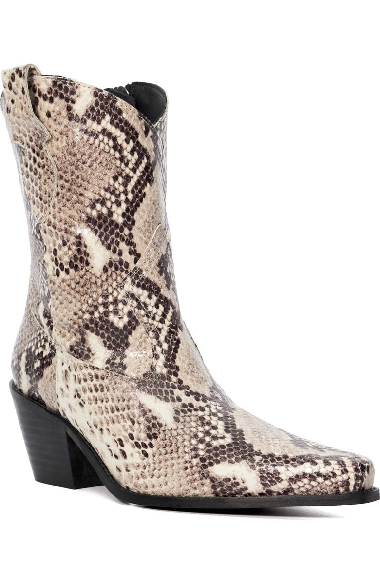 Dune London Pardner Snakeskin Embossed Western Boot, Main, color,