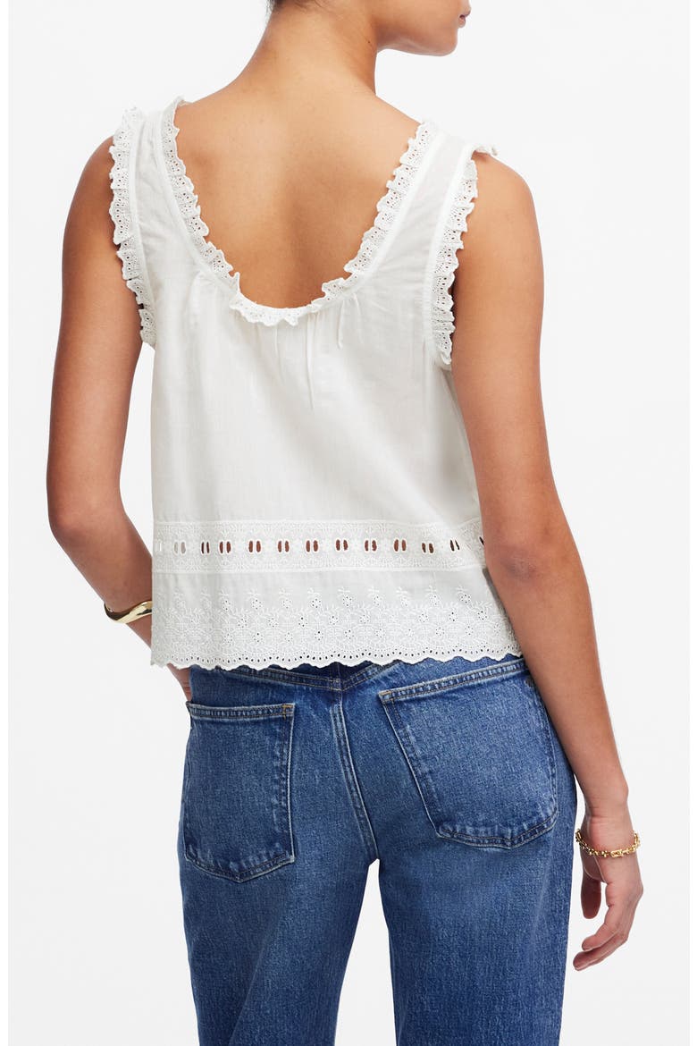Embroidered Scalloped Tank Top, Alternate, color, WHITE